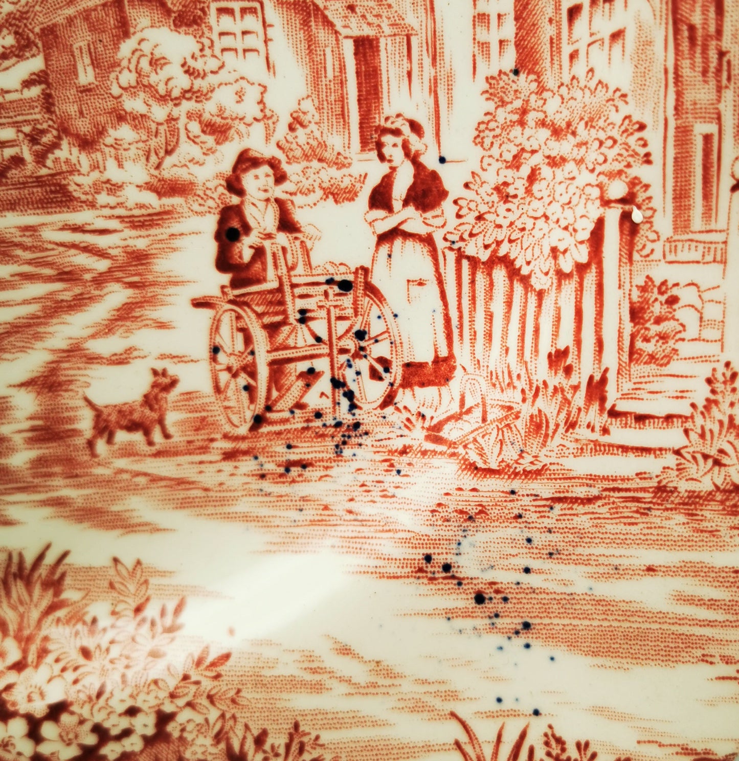 Enoch Wedgwood & Co Red and White China Old English Village Dinner Plate