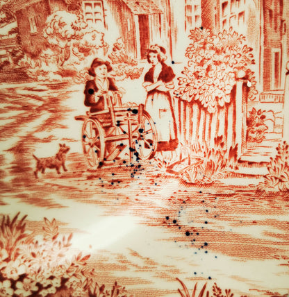 Enoch Wedgwood & Co Red and White China Old English Village Dinner Plate