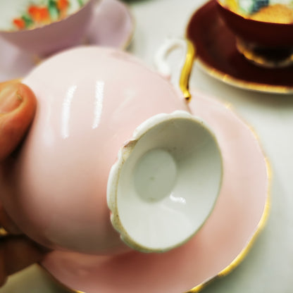 A Set of Six Fruit & floral China Teacup & Saucers