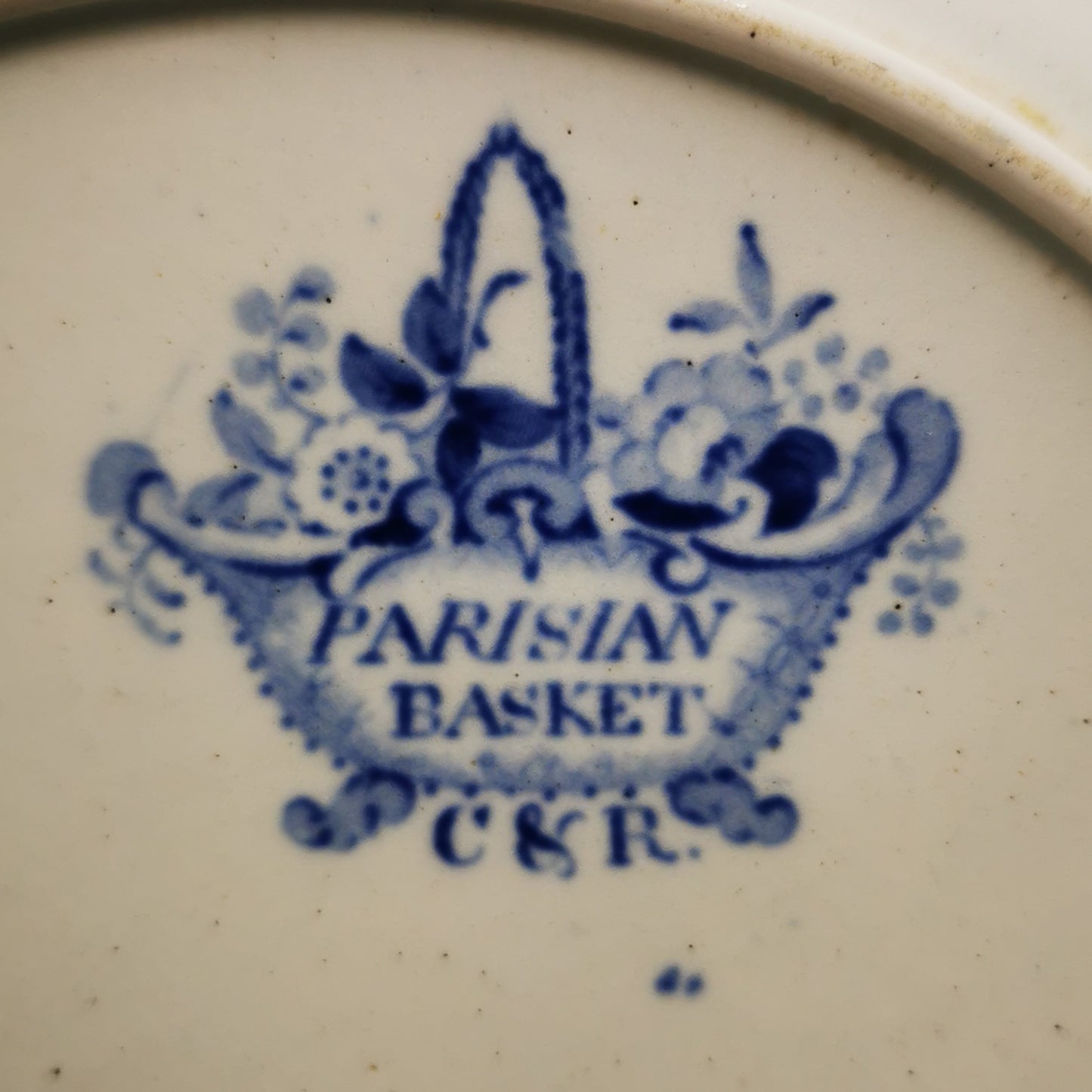 Chetham & Robinson Parisian Basket Soup Plate Blue and White China c1820