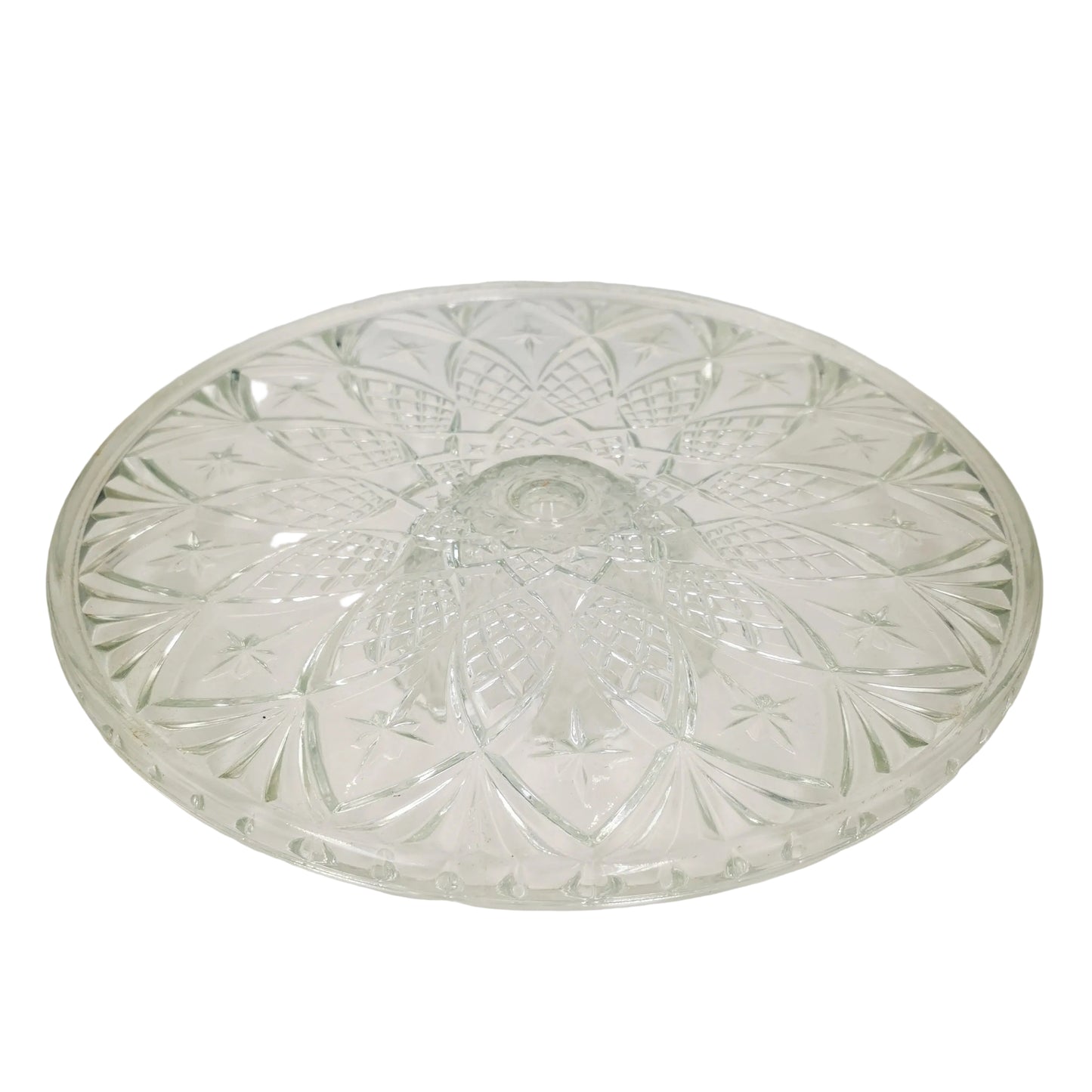 Large 11.75-inch Pressed Glass Cake Stand