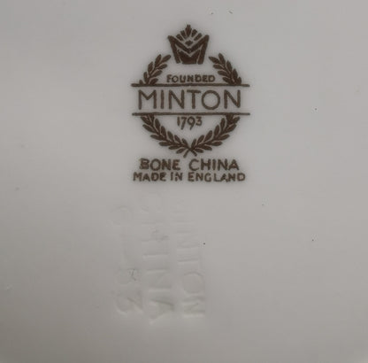 Minton Fluted Pale Green and White China Teacup Saucer & Side Plate Trio