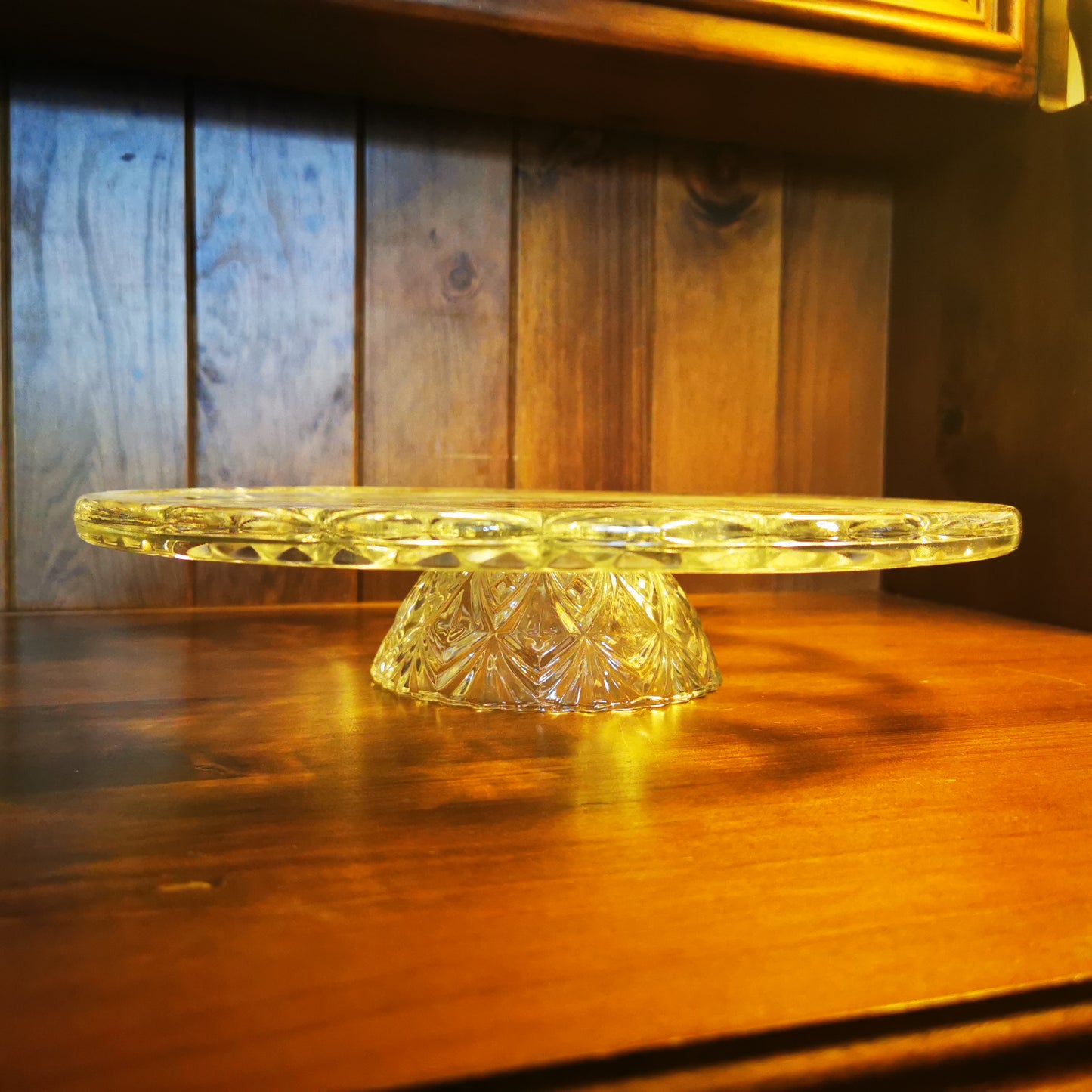Large 11.75-inch Pressed Glass Cake Stand