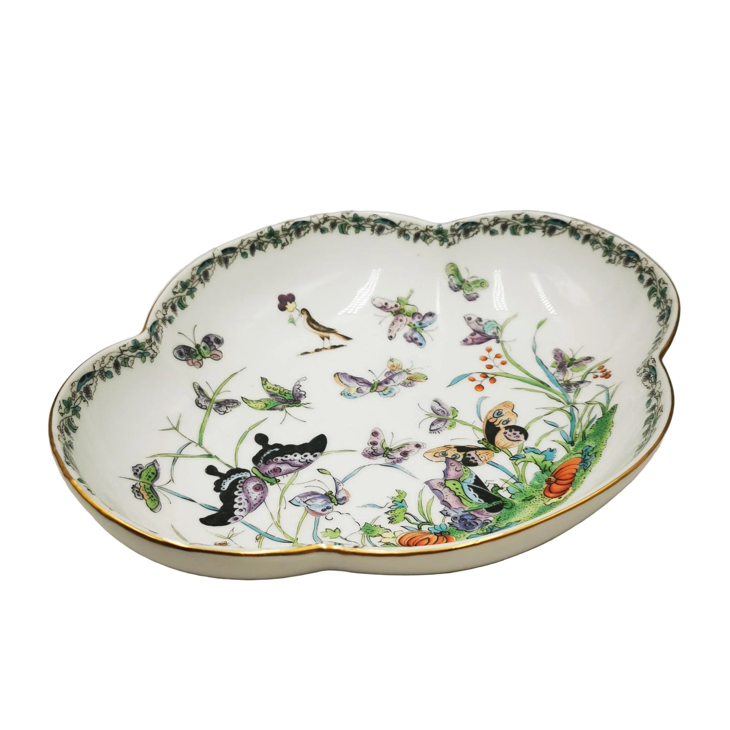 Japanese Aichi Seto Porcelain China Butterfly Dish