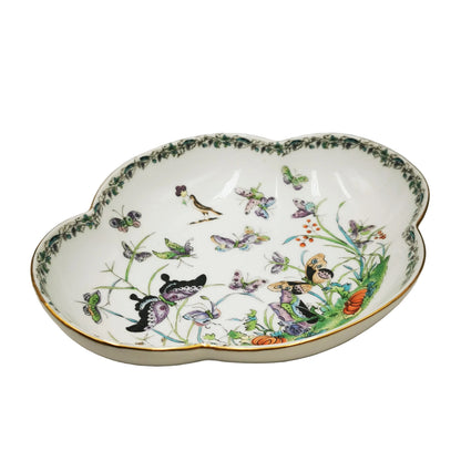 Japanese Aichi Seto Porcelain China Butterfly Dish
