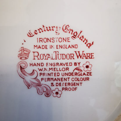 Royal Tudor Ware 17th Century England Red and White China 10.25-inch Dinner Plate