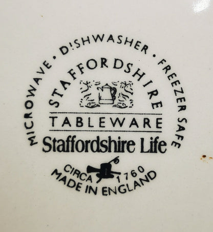 Staffordshire Tableware Staffordshire Life Coaching Scenes Blue and White China Dinner Plate