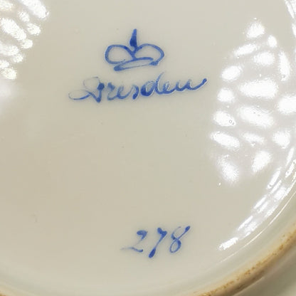 Antique Dresden China Hand Painted Floral Sprays 278 Teacup Saucer and Side Plate