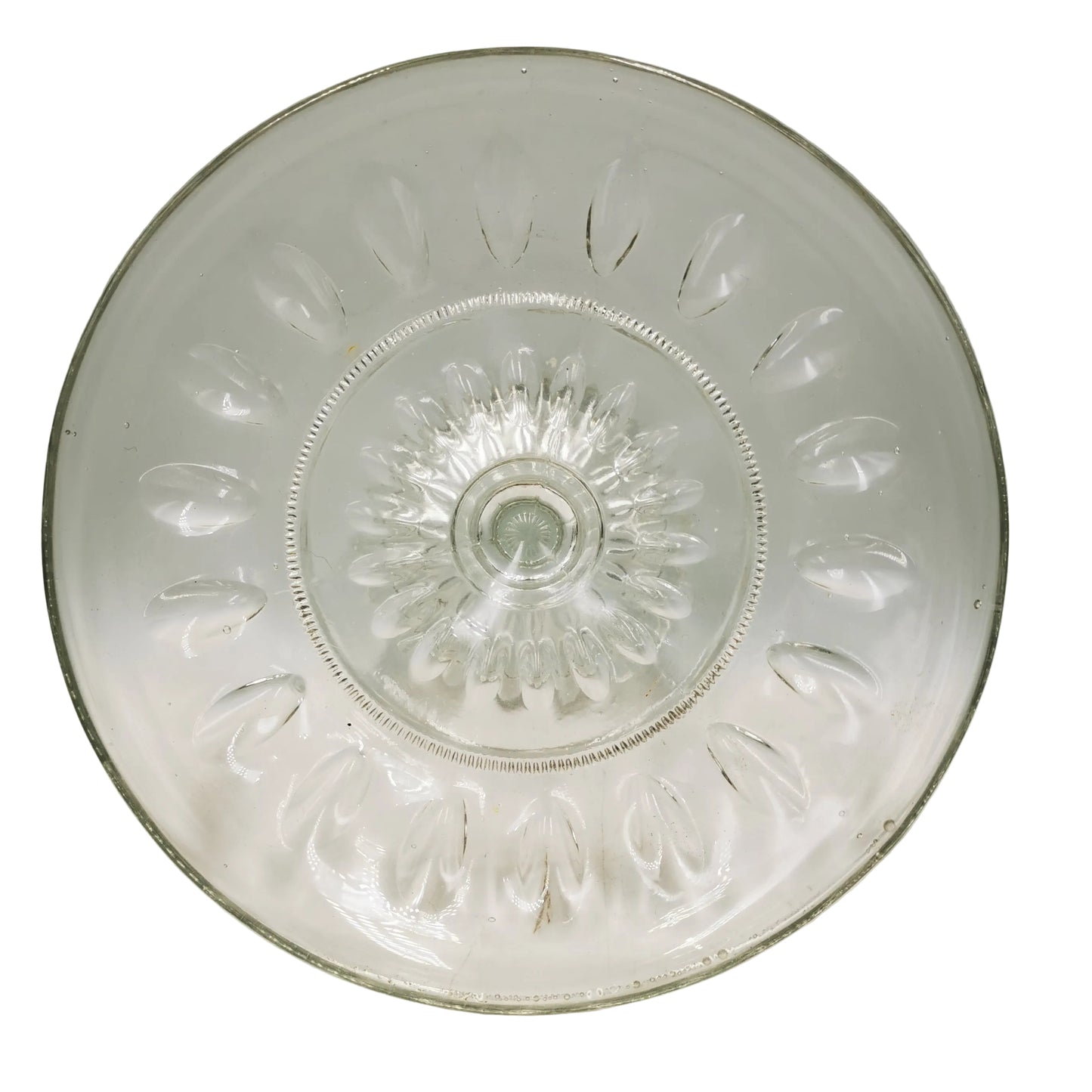 Antique Tri-Molded English Clear Glass 8.5-inch Pedestal Fruit Stand