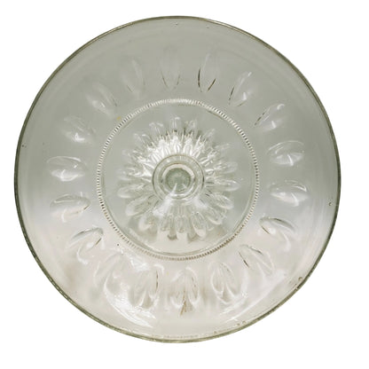 Antique Tri-Molded English Clear Glass 8.5-inch Pedestal Fruit Stand
