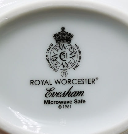 Royal Worcester China Evesham Gold Sauce Boat & Stand Set Boxed