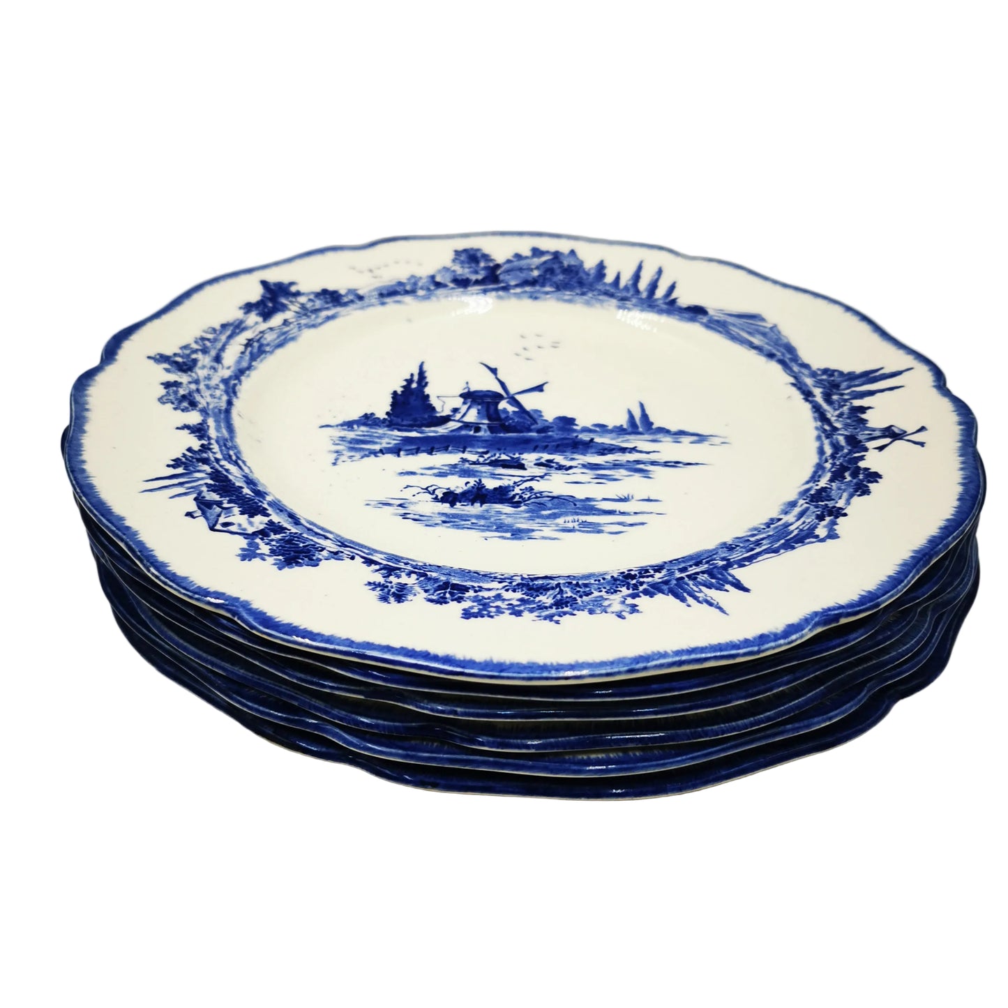 Royal Doulton Blue and White China Norfolk D6294 Round 10-3/8th-inch Dinner Plate