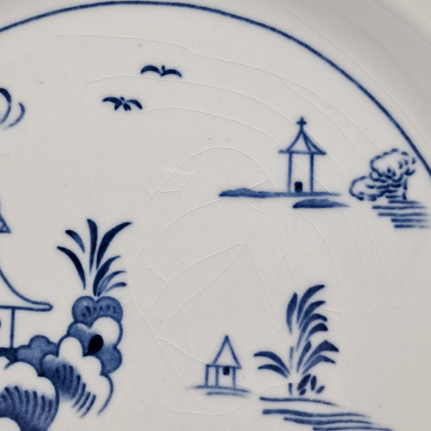 Antique Woods Ware Blue and White Alva Pattern Octagonal Dinner Plate - See description