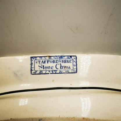 Antique Staffordshire Blue and White China Willow Platter