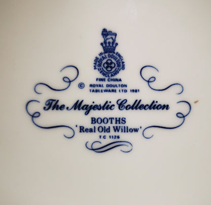 Royal Doulton Booths Real Old Willow Blue and White China Teacup Suacer & Side Plate