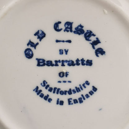Barratts Blue and White China Old Castle Teacup and Saucer c1950