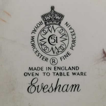 Royal Worcester China Evesham Gold Pie Dish