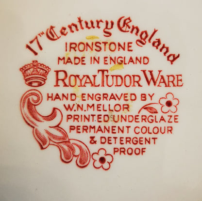 Royal Tudor Ware 17th Century England Red and White China 9-7/8th-inch Dinner Plate