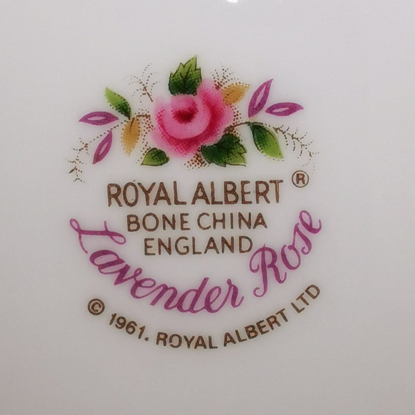 Royal Albert China Lavender Rose Teacup Saucer and Side Plate