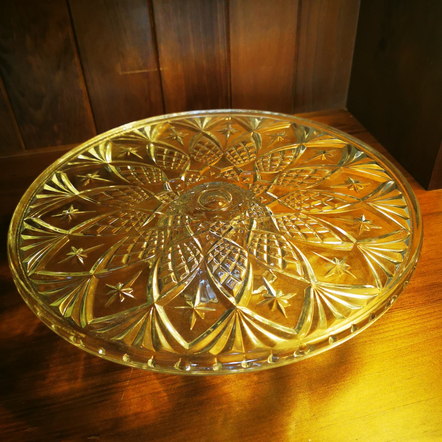 Large 11.75-inch Pressed Glass Cake Stand