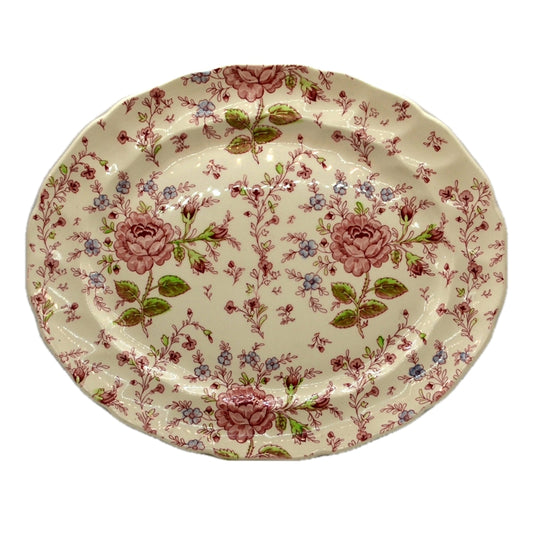 Vintage Johnson Brothers Rose Chintz China 13.5-inch Oval Platter