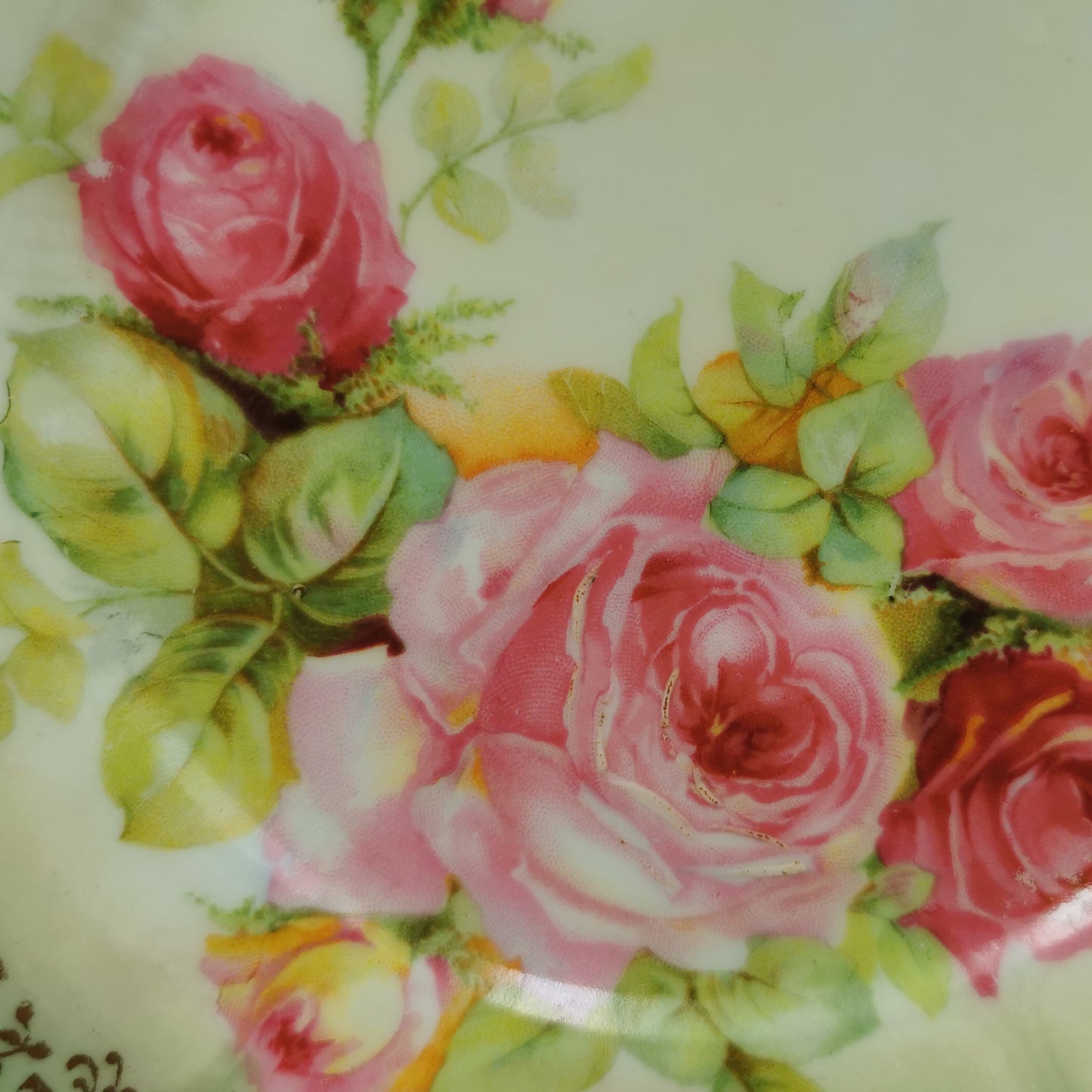 Antique Beyer and Bock Floral Porcelain China Teacup Saucer and Side Plate