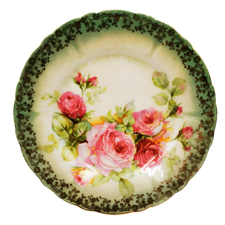 Antique Beyer and Bock Floral Porcelain China Teacup Saucer and Side Plate