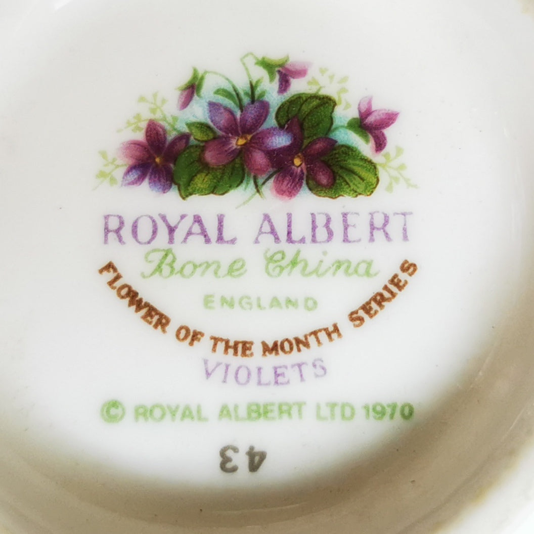 Royal Albert Flowers of the Month Series Boxed China Tea Cup Saucer and Side Plate Violets February