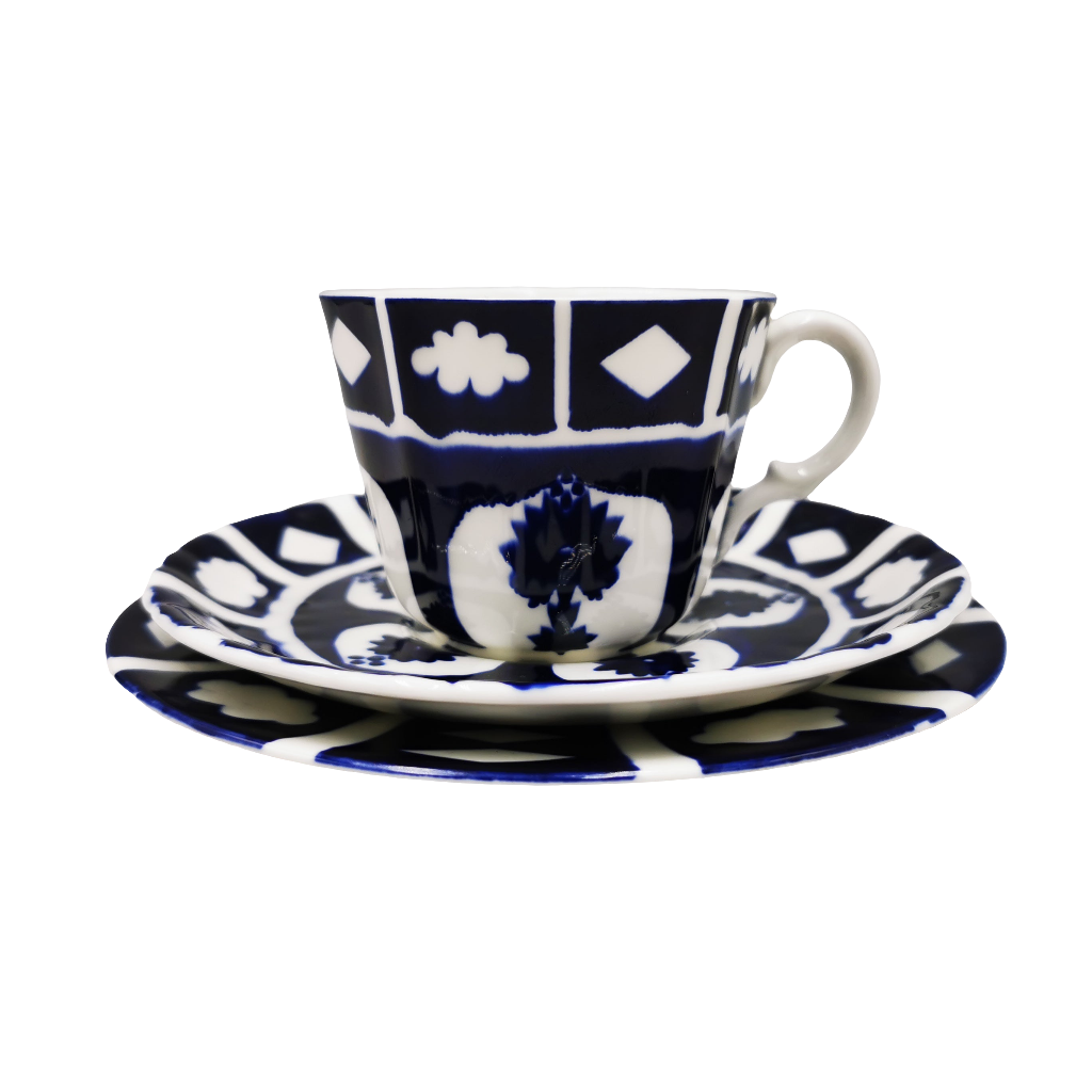 Royal Crown Derby China Old Imari 1128 Unfinished Teacup, Saucer and Side Plate