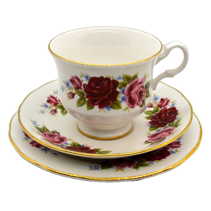 Royal Kent Rose Bouquet Floral China Teacup Trio