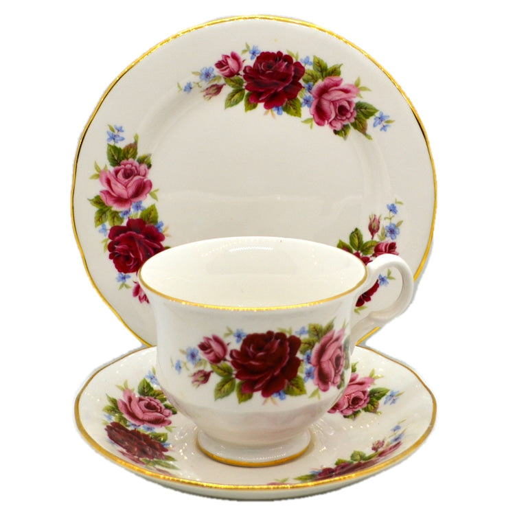 Royal Kent Rose Bouquet Floral China Teacup Trio