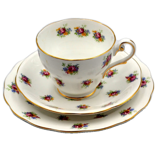 Royal Standard Bone China Floral Bouquet 502 Teacup Saucer and Side Plate Trio
