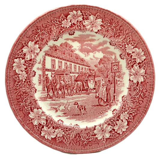 Royal Tudor Ware Coaching Taverns Red and White China Dinner Plate