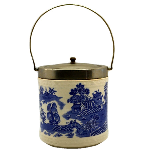 Royal Worcester China Blue Willow Biscuit Barrel