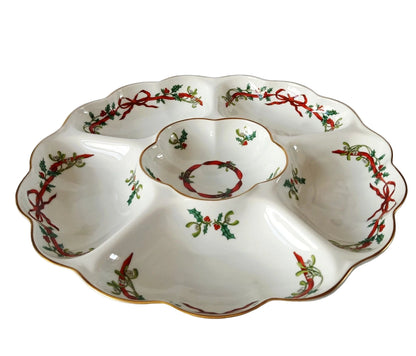 Royal Worcester Christmas china holly ribbons