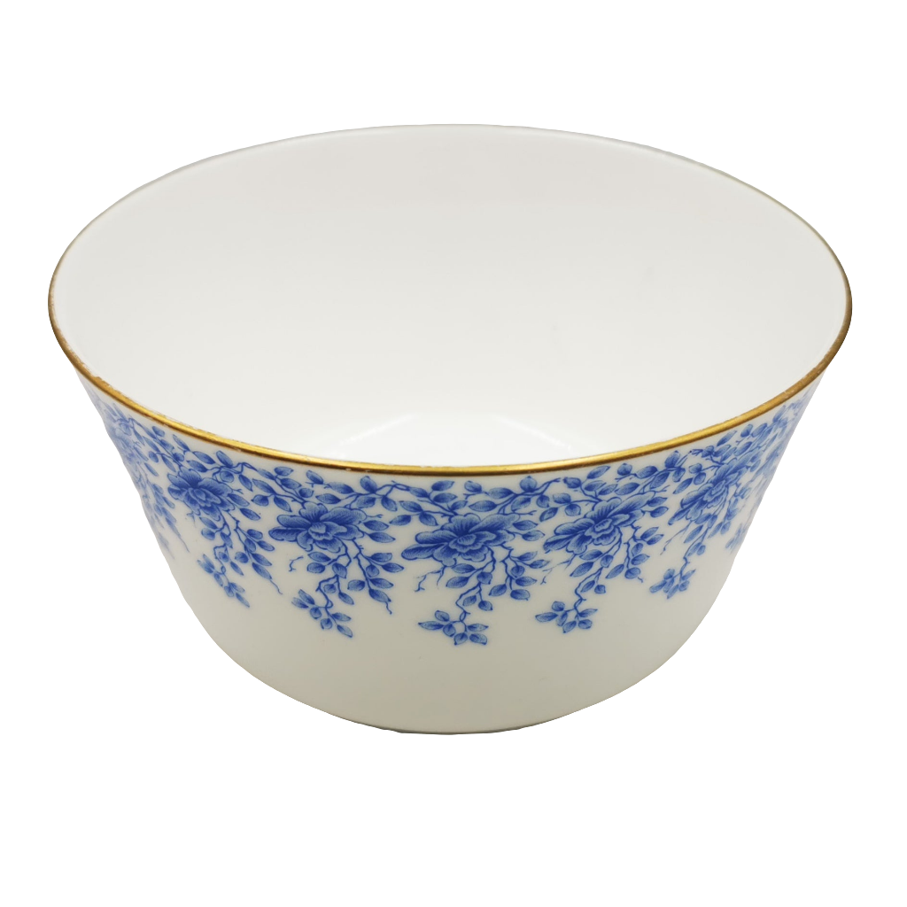 Antique Royal Worcester W3824 Blue and White China Sugar Bowl Vintage