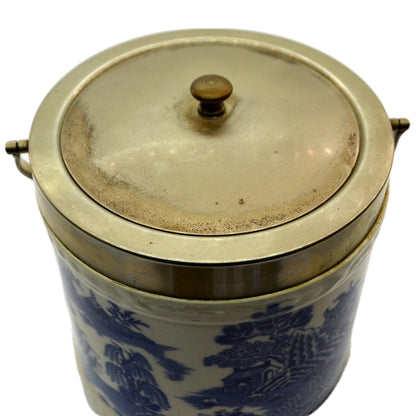 Royal Worcester China Blue Willow Biscuit Barrel