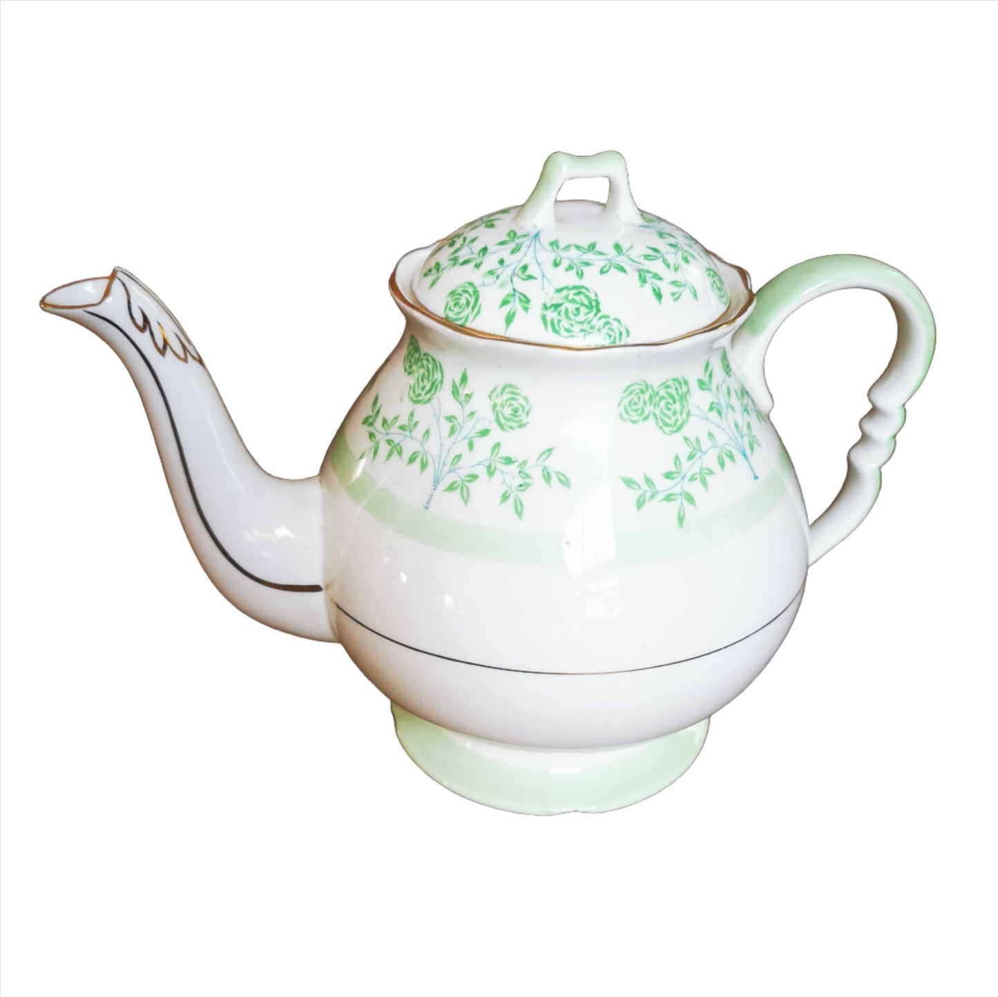 Royal Stafford China Repos Green and White China Teapot