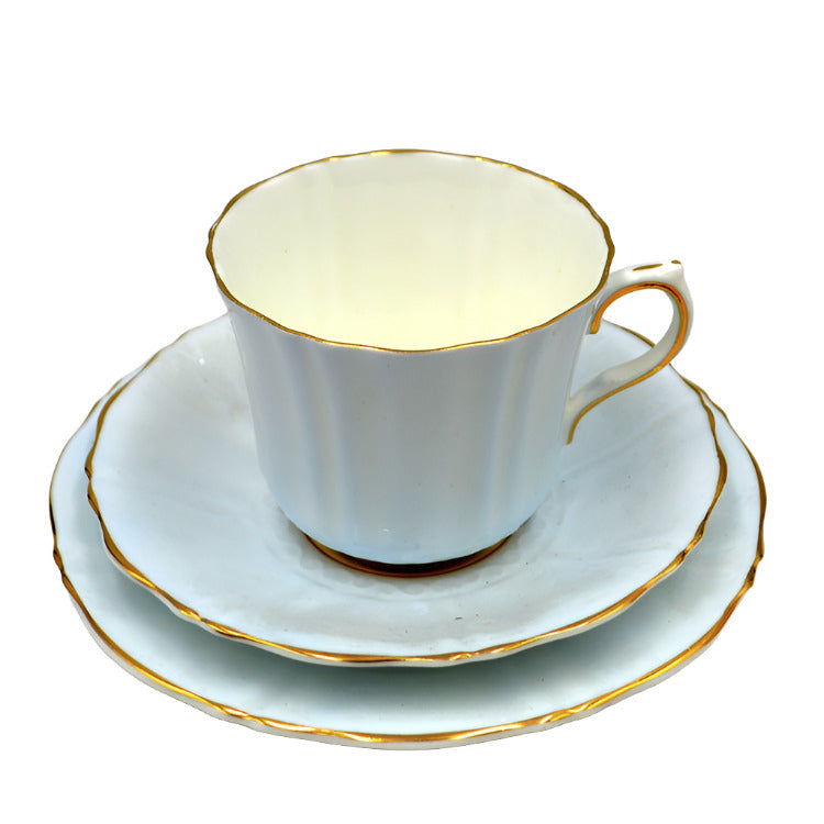 Sampson Smith Old Royal 3239 Bone China Powder Blue Ground Teacup Trio