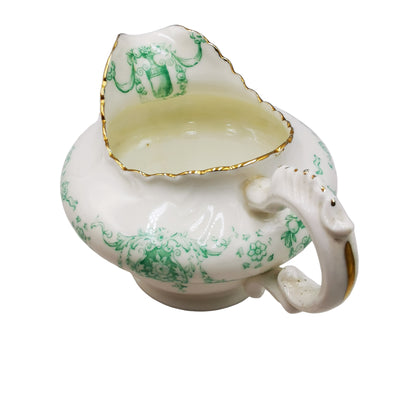 Samuel Radford Sandon 1645 Green and White China Sugar Bowl and Milk Jug