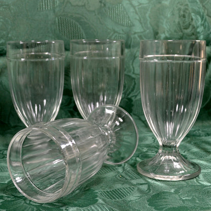 Set of 4 Tall Classic Clear Glass Ice Cream Sundae Glasses