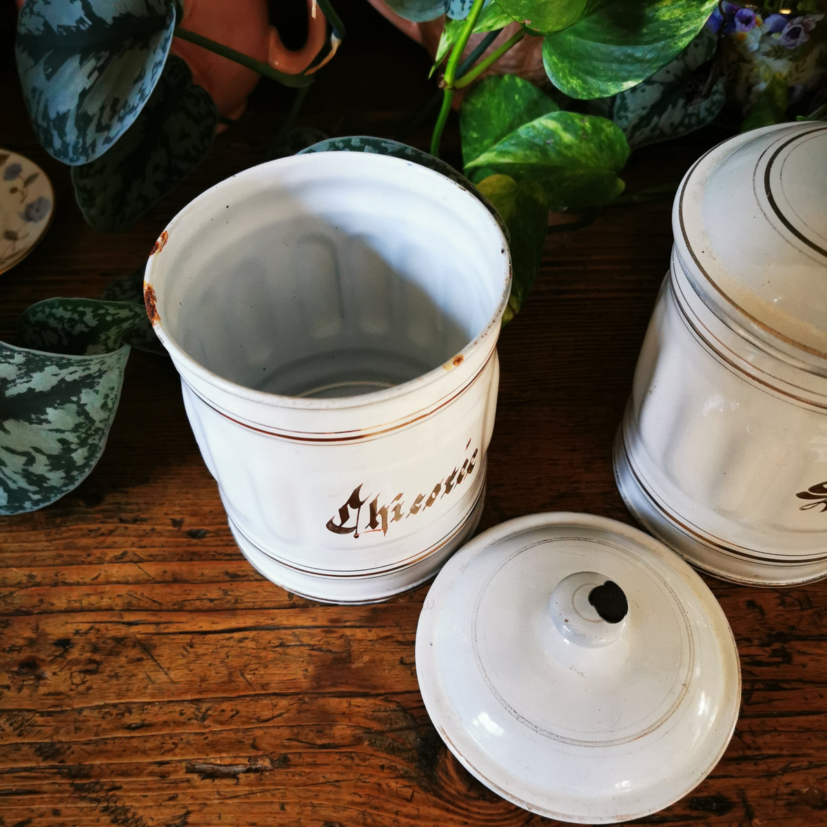 French-Enamel-Metal-Kitchen-Storage-Jar-Set