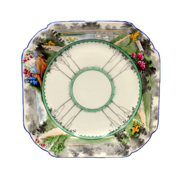 Shelley Queen Anne Garden Scene Square Tea plate 1929