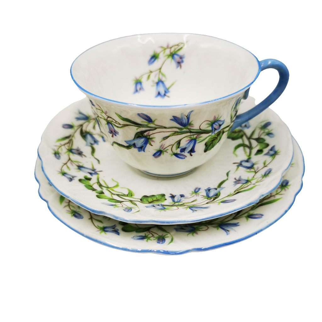Shelley Harebell 13590 Floral China Teacup Saucer and Side Plate
