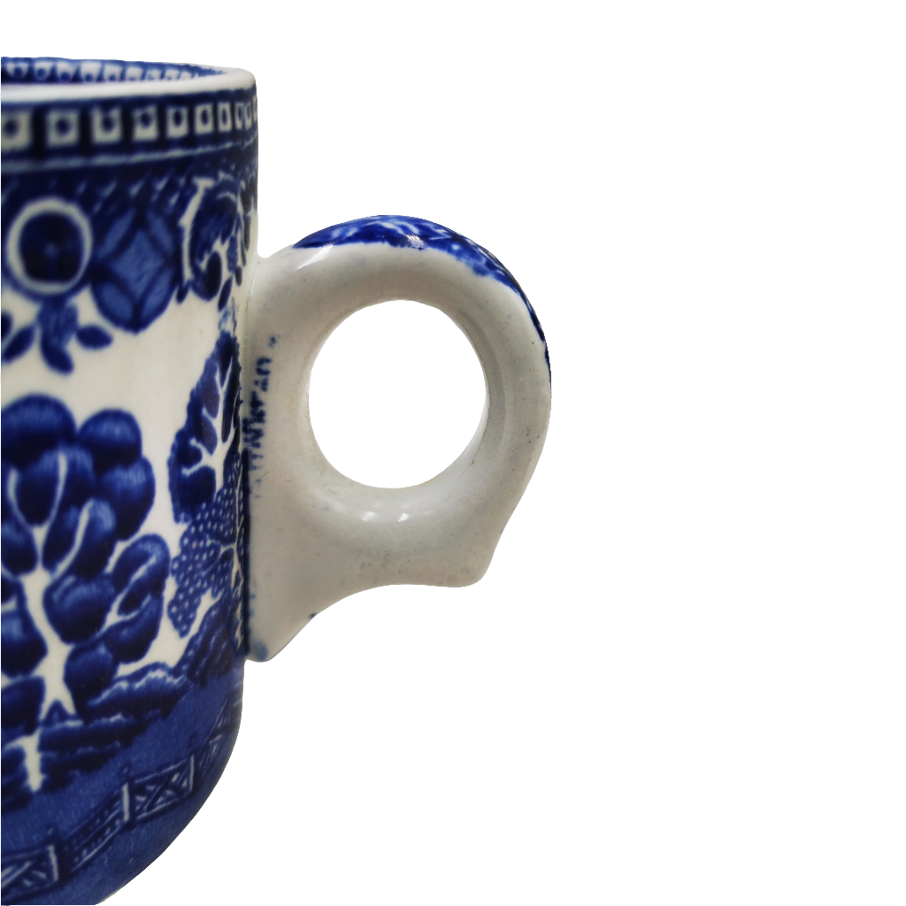 Antique Blue and White Willow English China Teacup and Saucer