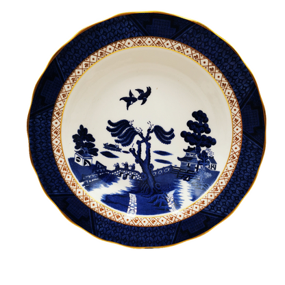 Royal Doulton Booths Real Old Willow Blue and White China 8.75-inch Rimmed Soup Bowl