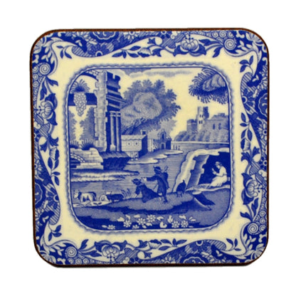 Six Spode Italian Blue and White Coasters