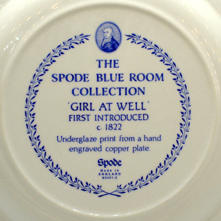 Spode The Blue Room china Blue and white Girl at Well Dinner Plate