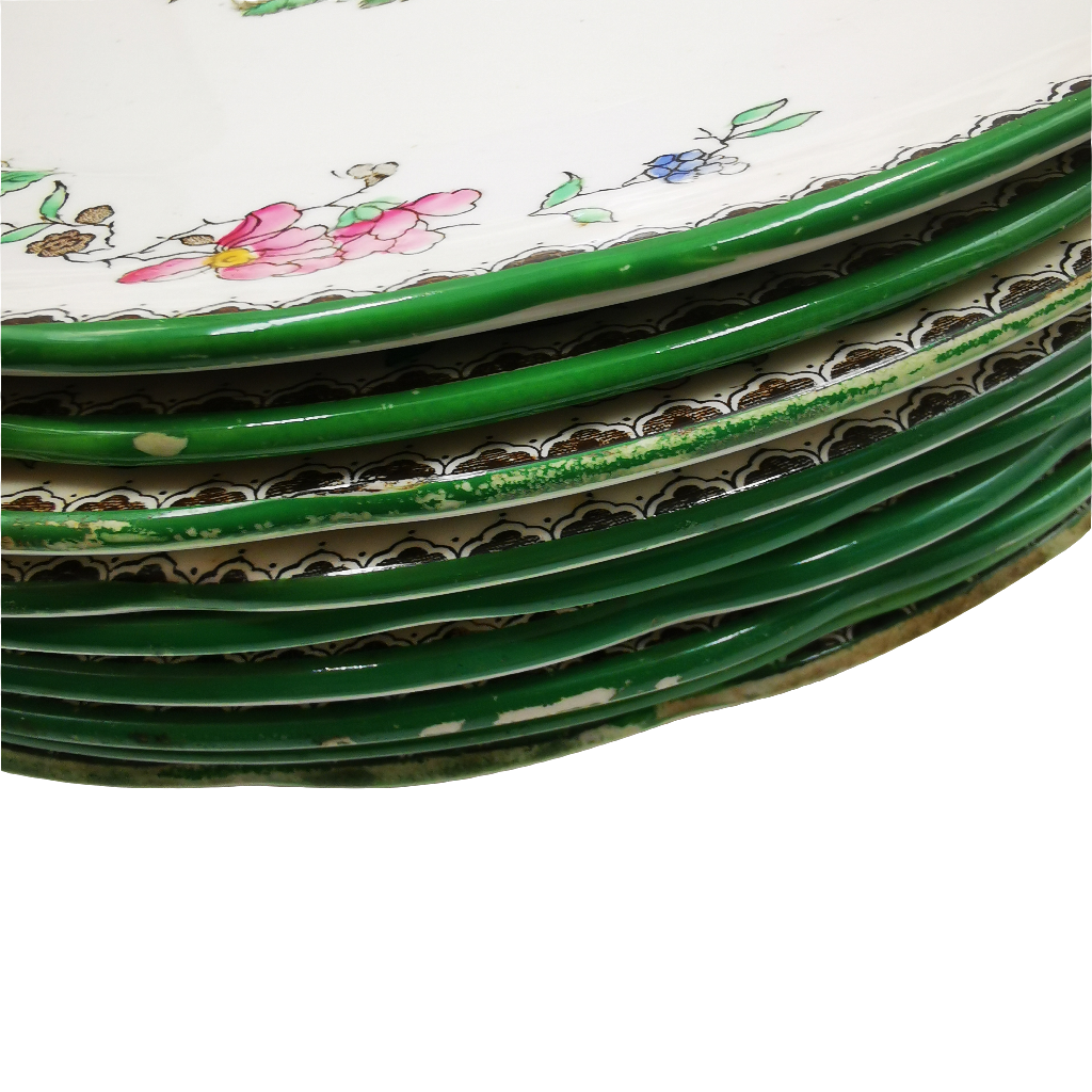 Spode China Chinese Rose Green Rim 10-3/8th-inch Dinner Plate