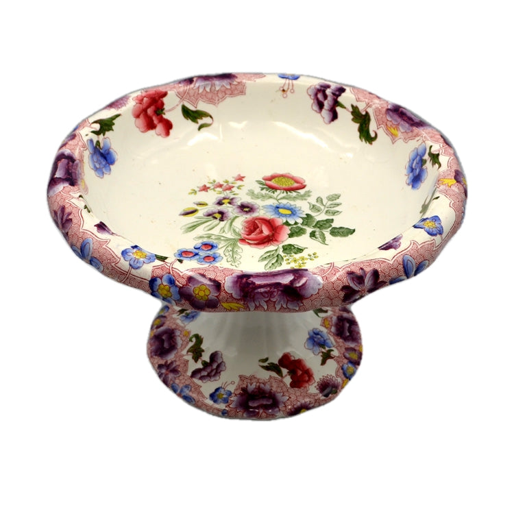 Spode's New Fayence Tazza, Pink Chinoiserie Flowers, Regency, 1829